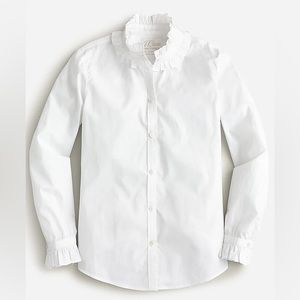 J Crew Classic fit ruffle neck shirt, new with tags, White size 0